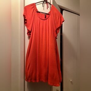 Women's Soft Red Flutter Sleeve Top